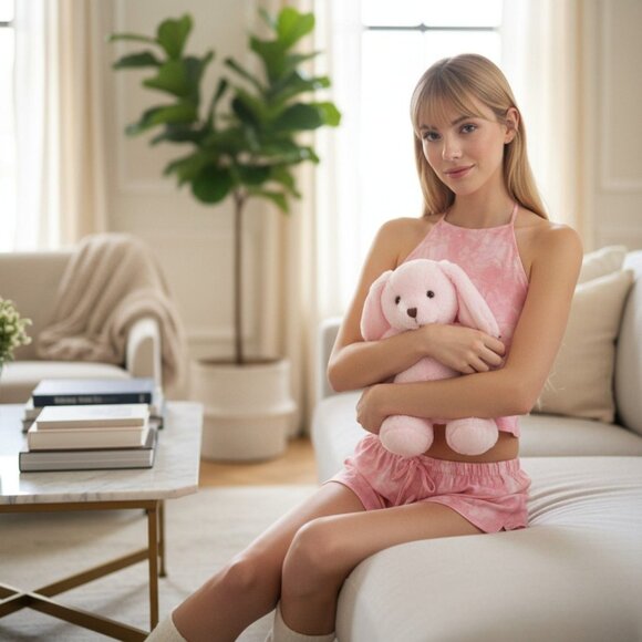 Shorts Set – Club Exx – Pink Tie Dye – Halter Crop Top & Lounge Shorts – Sz S - Picture 4 of 6